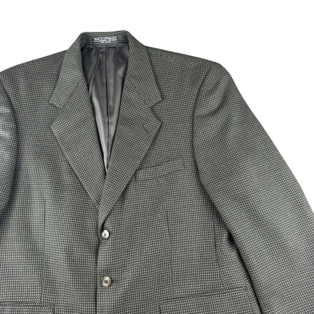 Bert Pulitzer Mens Grey‎ Wool Blend 3 Button Micro Pattern Blazer Sport Coat